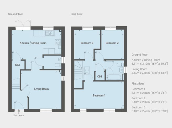 Floor plan, 3 bedroom house  - artist's impression subject to change